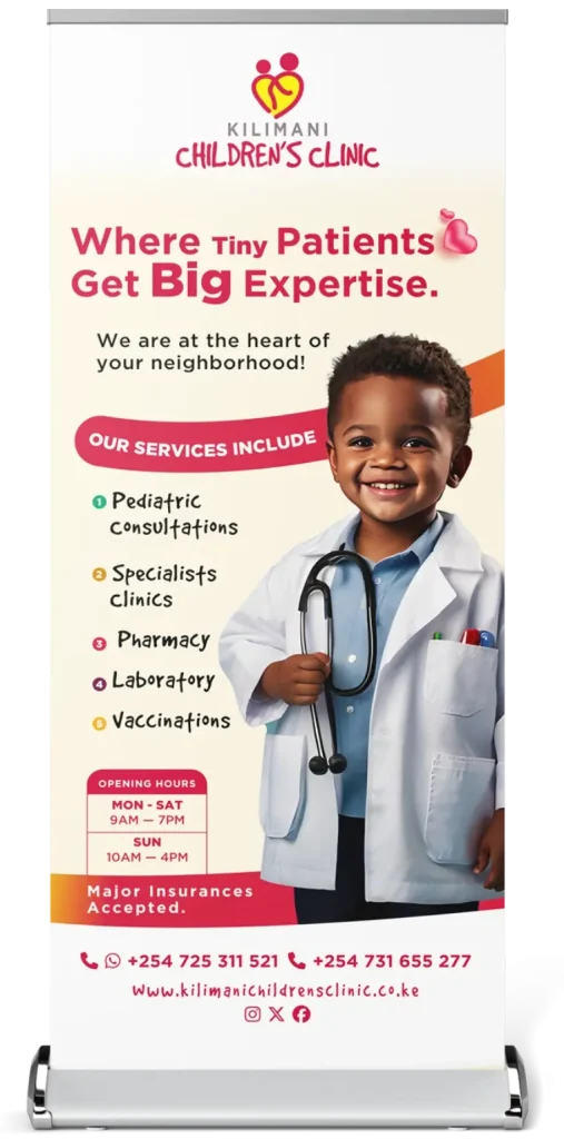Kilimani Children's Clinic marketing collateral roll-up banner