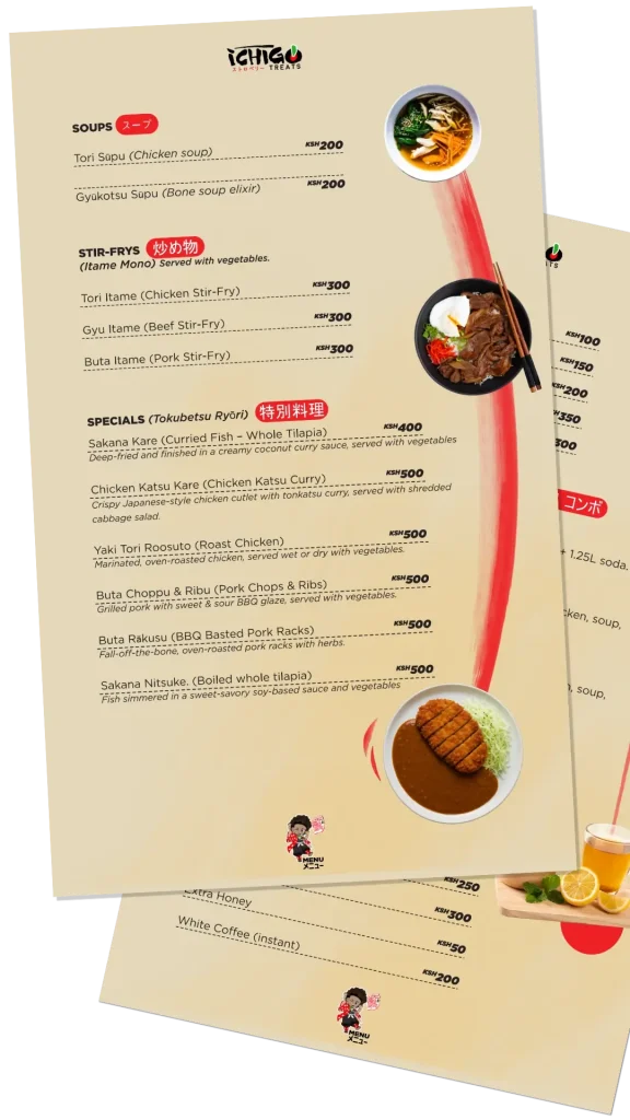 Ichigo Menu inside design byThe Dusty Spice